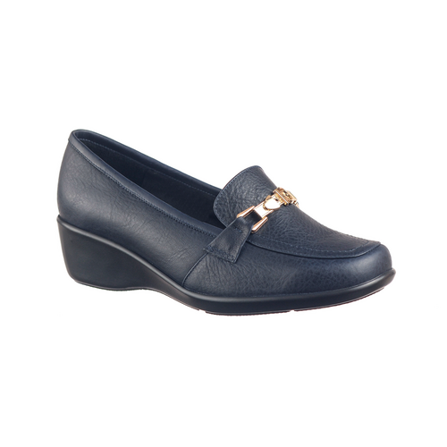 Zapato Mocacin Tipo Confort En Cuero Para Mujer VA-02 Azul