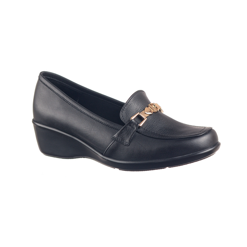 Zapato Mocacin Tipo Confort En Cuero Para Mujer VA-02 Negro