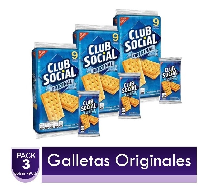 Galletas Club Social Original X 3 Paquetes X9 Uds