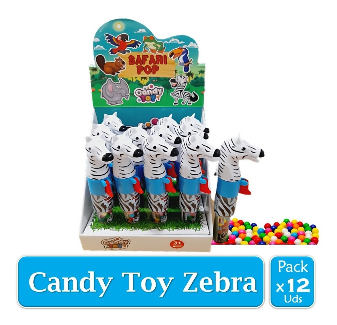 Candy Toy Zebra Safari Pop X 12 Uds
