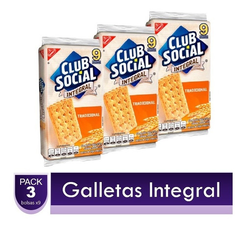 Galletas Club Social Integral 3 Paquetes X9 Uds