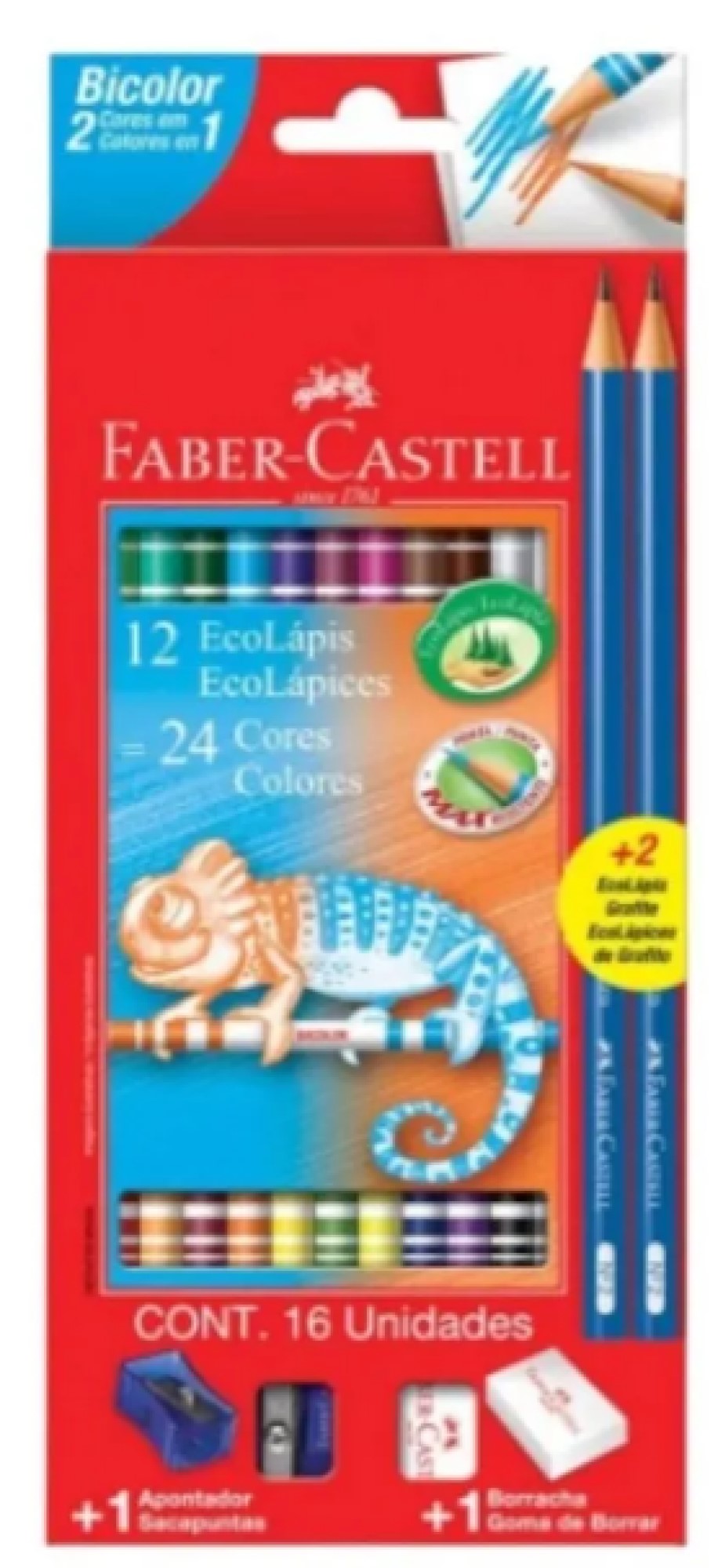 Colores  BICOLOR 12 X 24 + SACAPUNTAS FABER CASTELL