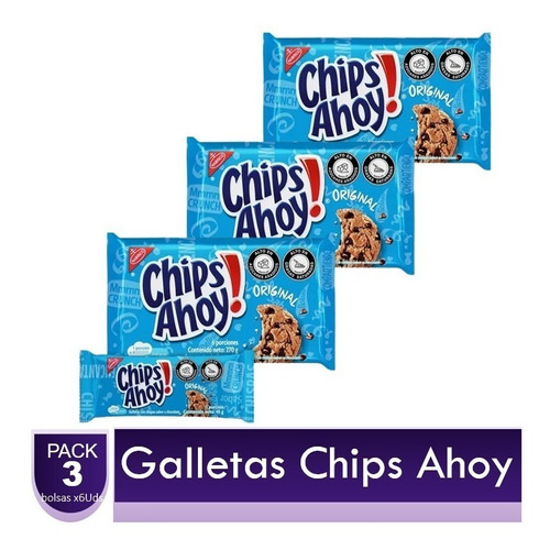 Galletas De Chocolate Chips Ahoy 3 Paquetes X6uds