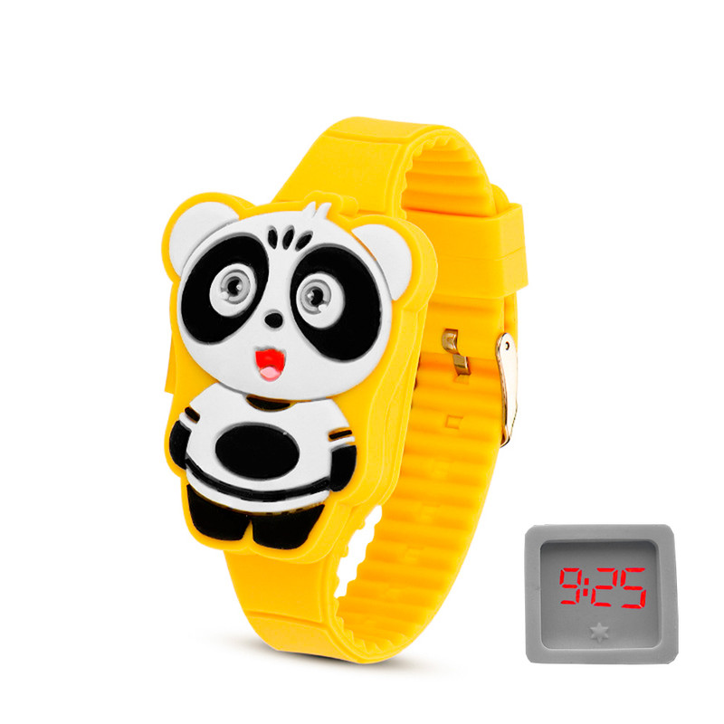 Reloj Led Niño Niña infantil Oso Panda Amarillo + estuche