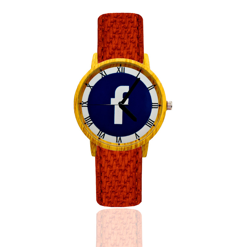 Reloj Facebook Estilo Madera 