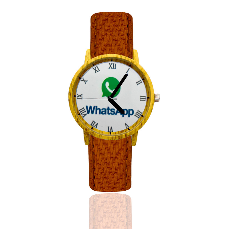 Reloj WhatsApp Estilo Madera Marron Oscuro