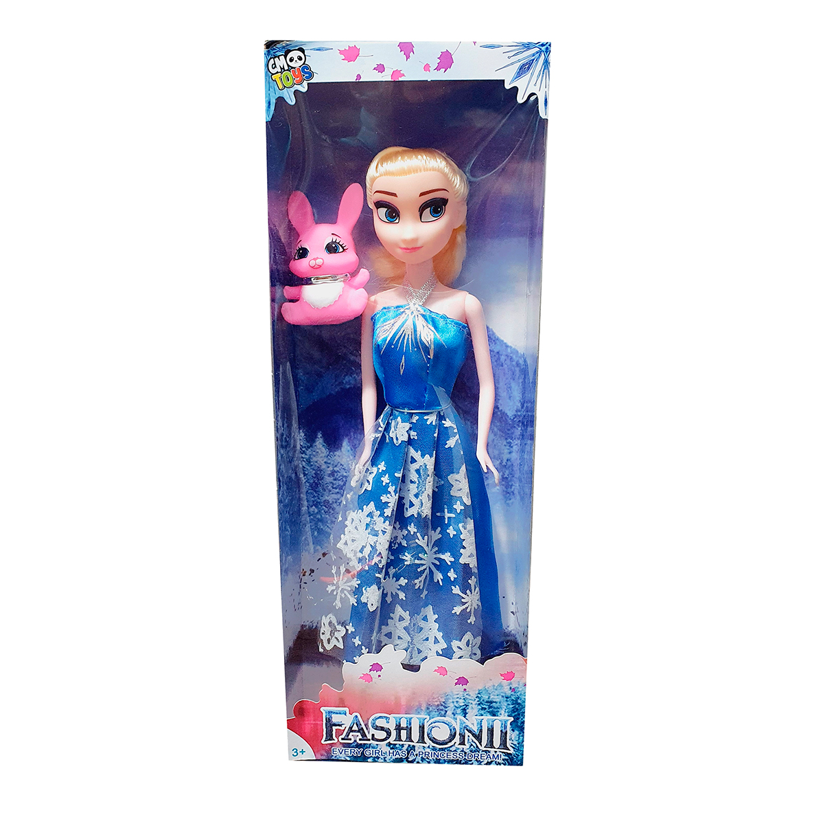 Muñeca Princesa Frozen Azul Juguete Niñas + Conejo