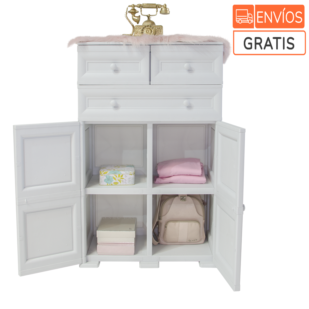 Mueble Organizador Elegance Liso Da Vinci, Blanco Perla, con