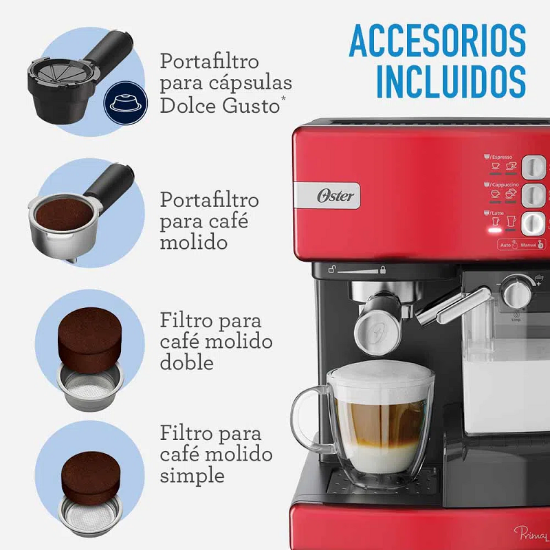 Cafetera Espresso con molino integrado Oster®