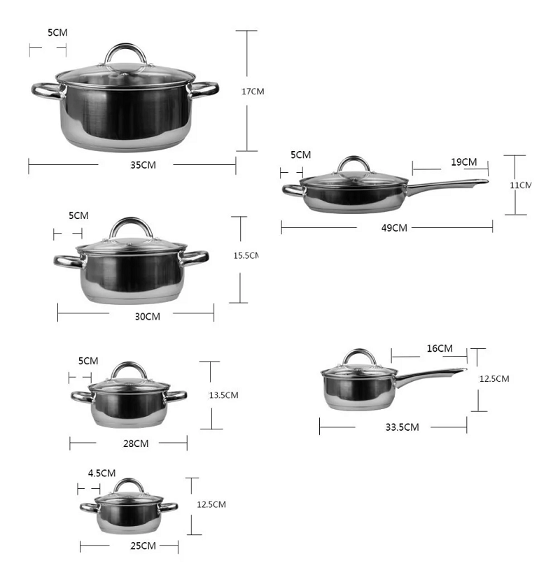 Juego De Ollas Bateria De Cocina En Acero Quirúrgi