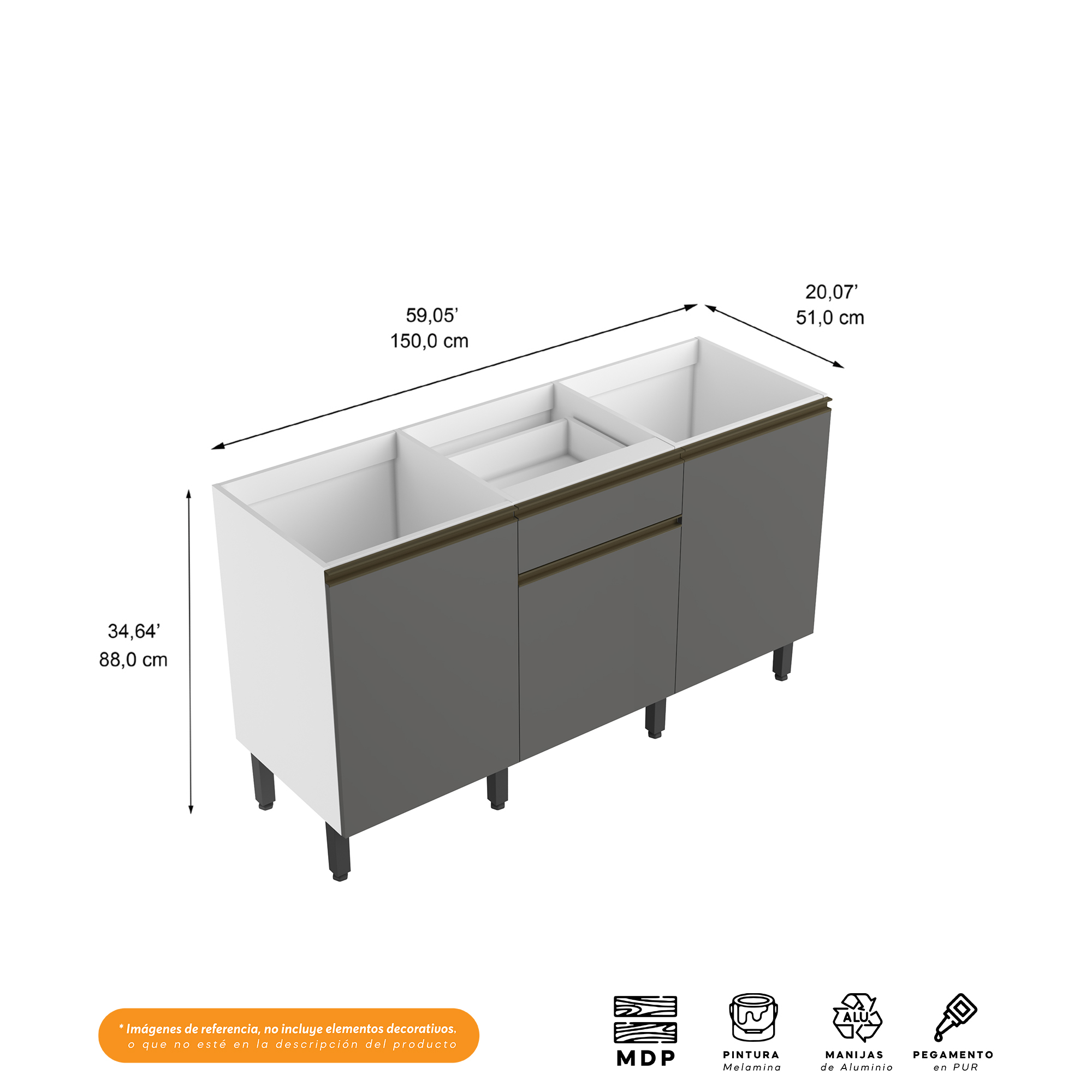 Cocina Organizador Modulo Gabinete Mueble CampanaGaveta - Luegopago