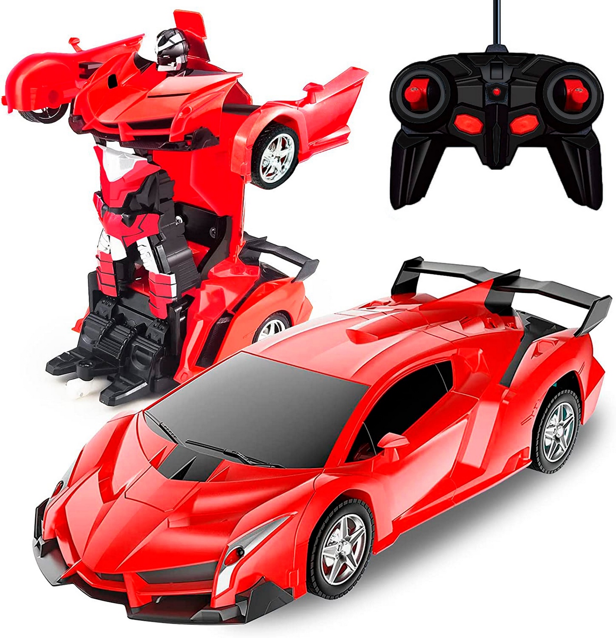 Carro Control Remoto Convierte En Robot Transformers Recargable rojo