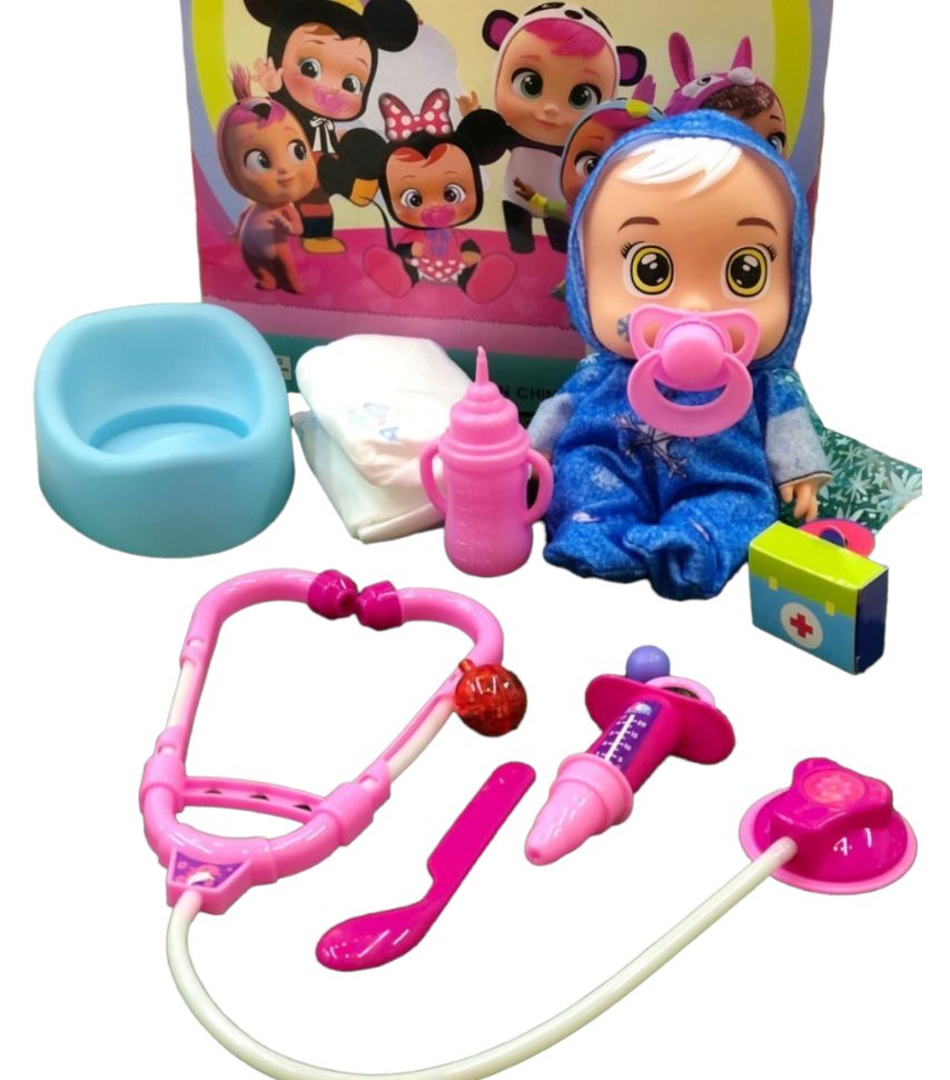Juguete bebe llorona doctora con accesorios, medida de la muñeca 18cm
