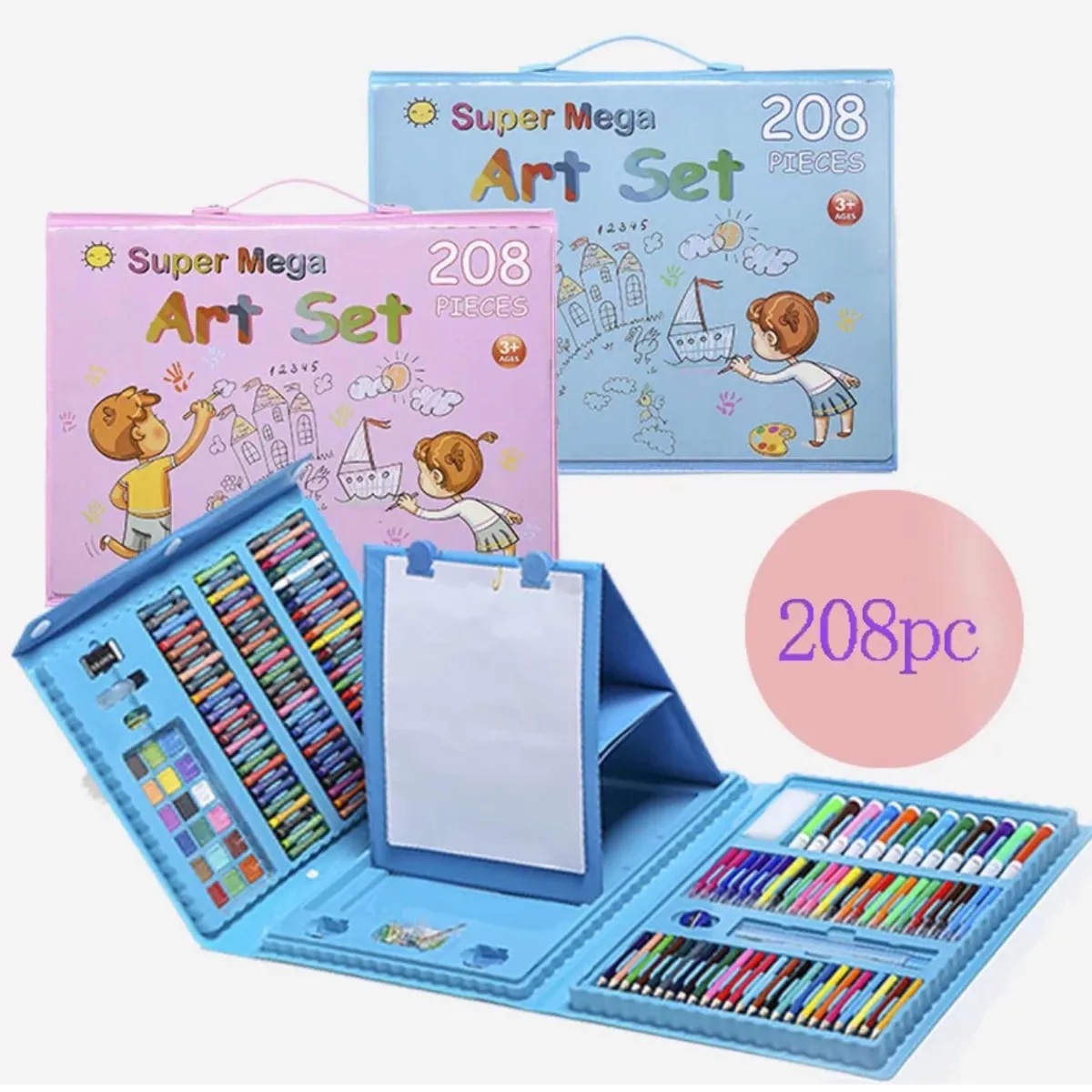 Set De Arte Niños Maleta 208 Piezas Crayon Plumones Colores