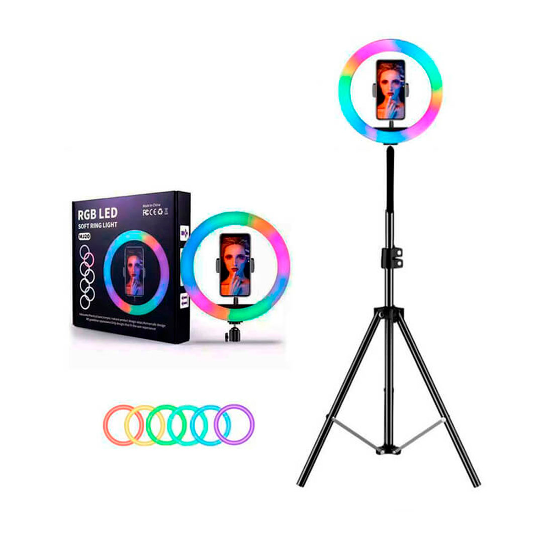 Aro De Luz Led RGB 36cm Con Pedestal Trípode 210cm Luegopago