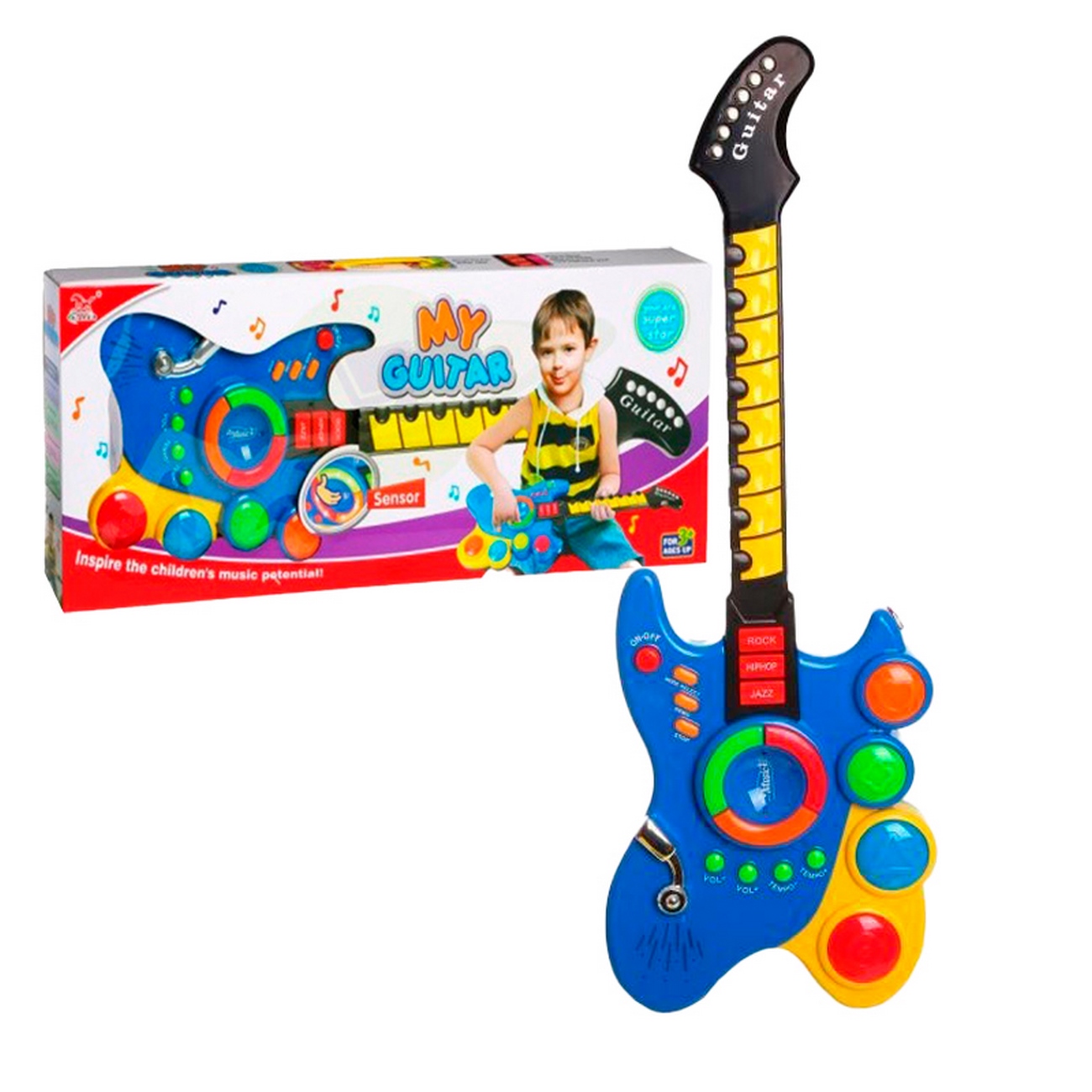 Guitarra Juguete Luces Y Sonido Niños Regalo + Baterias