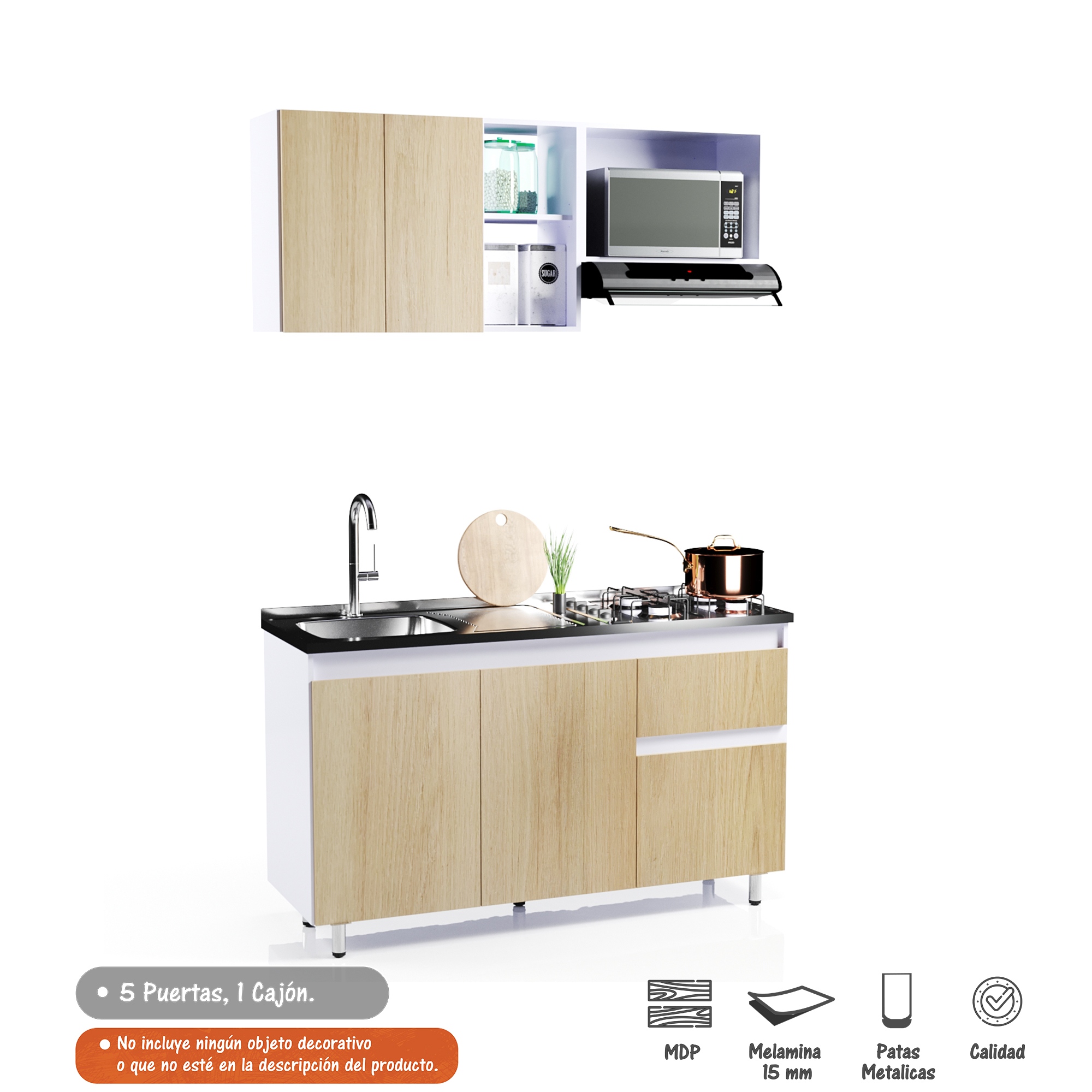 Cocina Integral Evidence 1,20 m 6 Puertas 2 Cajones 2 Muebles