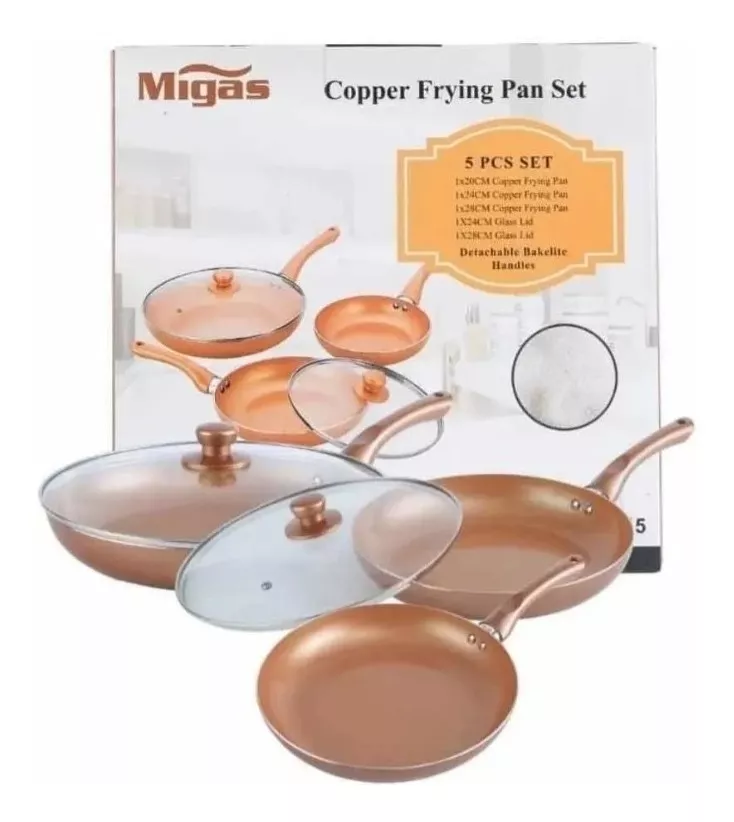 Set Sartenes Ceramica Cocina Antiadherente Tapa Vidrio - Luegopago