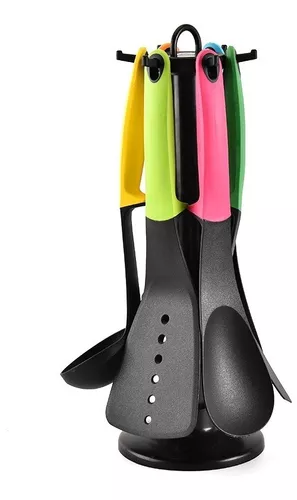 Set X5 Cucharones Utensilios Cocina Mango Plástico 3045957