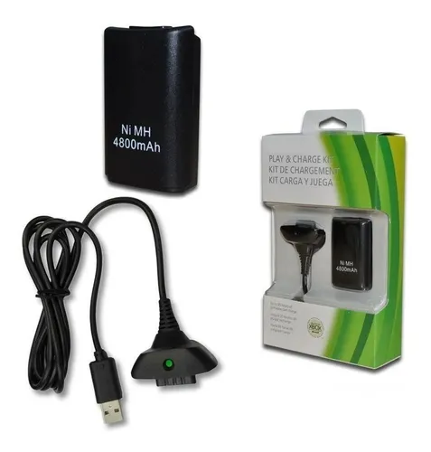 Kit Carga Y Juega Para Control Xbox 360 Pila Bateria Y Cable