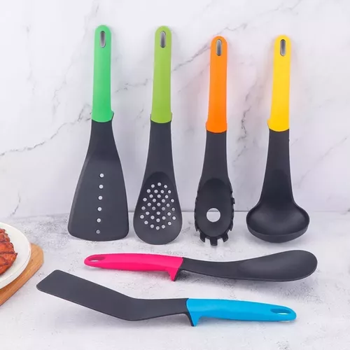 Set Utensilios De Cocina Kit X 5 Nylon Espatula Cucharon