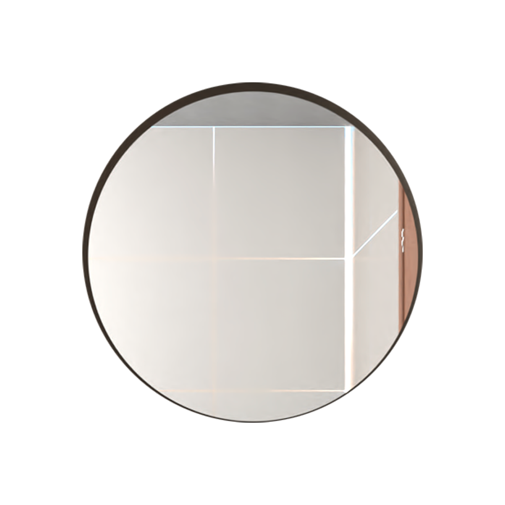 Espejo Circular Aron, Negro, con Marco En Estructura Metálica