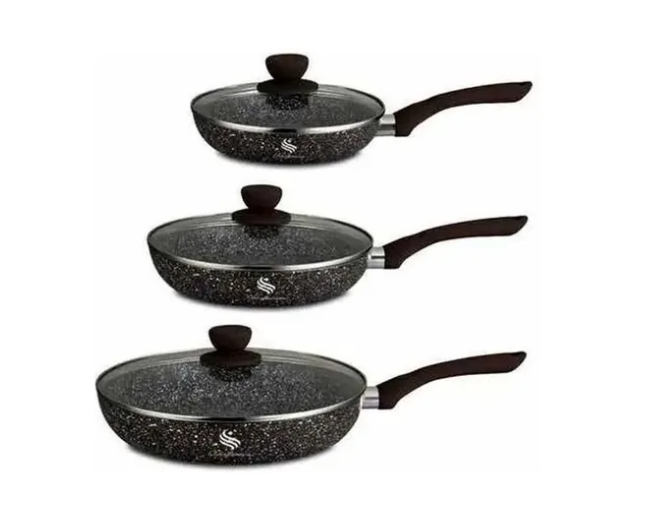 Set Sartenes Ceramica Cocina Antiadherente Tapa Vidrio - Luegopago