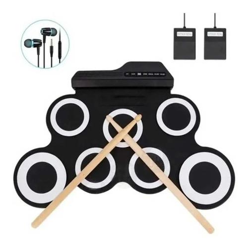 Juego de batería eléctrica, 9 tambores portátil, kit de batería electrónica  con altavoces integrados, baquetas, conector para auriculares, regalos de